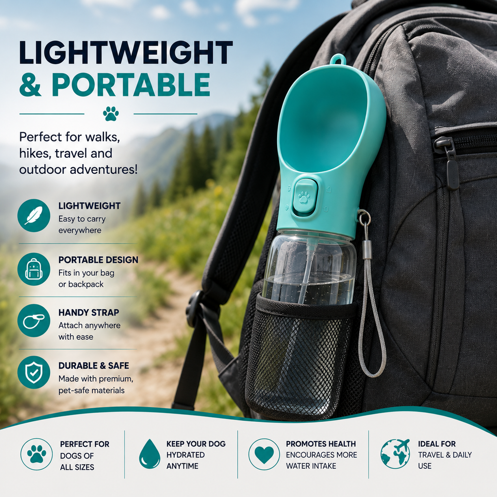 Portable Dog Water Bottle – Leak-Proof Travel Water Dispenser