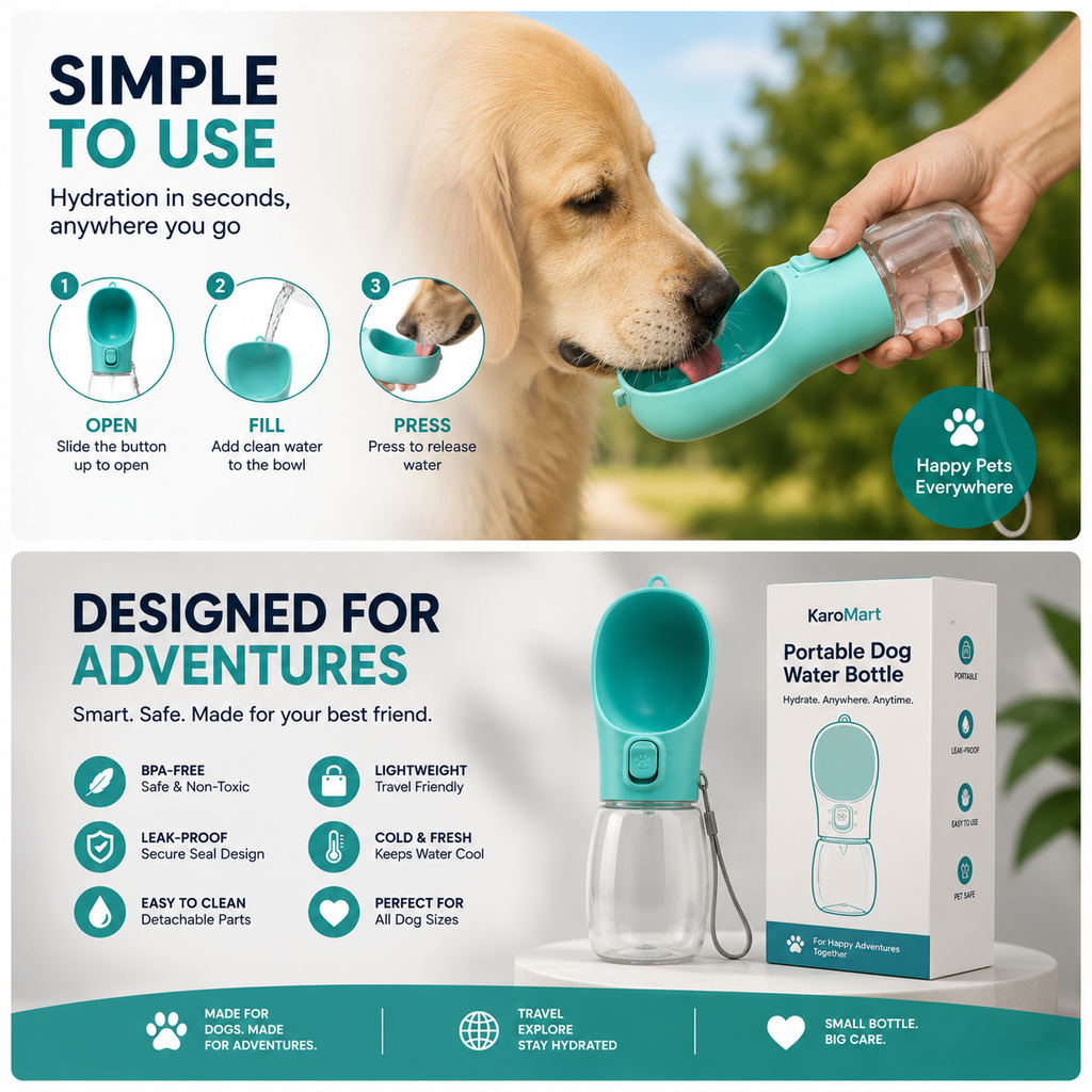 Portable Dog Water Bottle – Leak-Proof Travel Water Dispenser