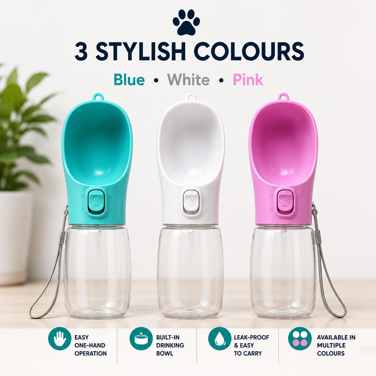 Portable Dog Water Bottle – Leak-Proof Travel Water Dispenser